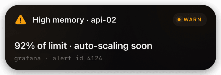 alert (warning) Live Activity preview