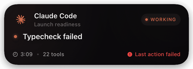 claude-code (tool-failed) Live Activity preview
