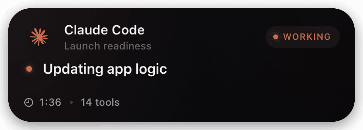 claude-code (working) Live Activity preview