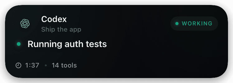 codex (working) Live Activity preview