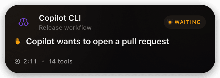 copilot (waiting-on-permission) Live Activity preview