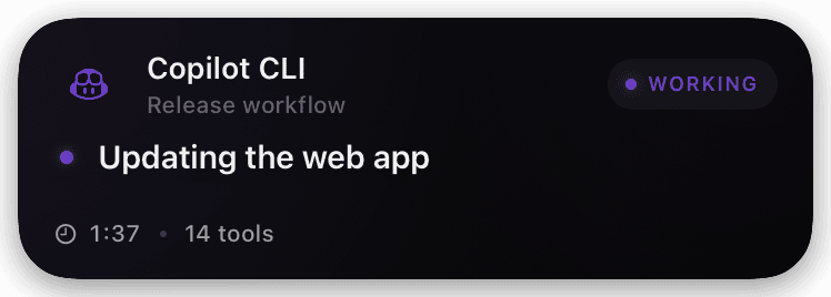 copilot (working) Live Activity preview