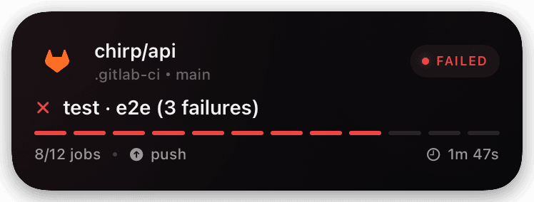gitlab-ci (failed) Live Activity preview