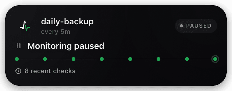healthchecks (paused) Live Activity preview