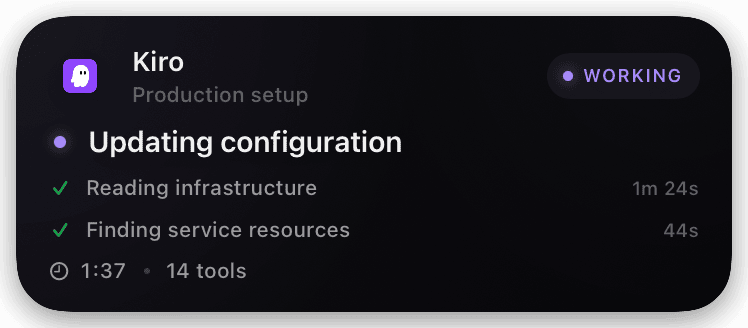 kiro (verbose-with-timeline) Live Activity preview