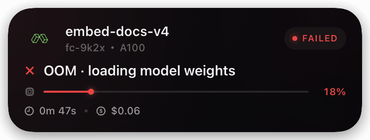 modal (failed) Live Activity preview