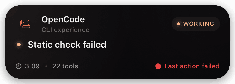 opencode (tool-failed) Live Activity preview