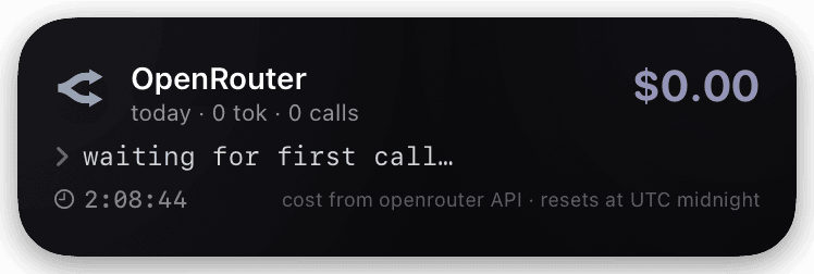 openrouter-spend (idle-waiting-first-call) Live Activity preview