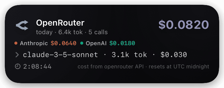openrouter-spend (live-2-providers-chip-layout) Live Activity preview