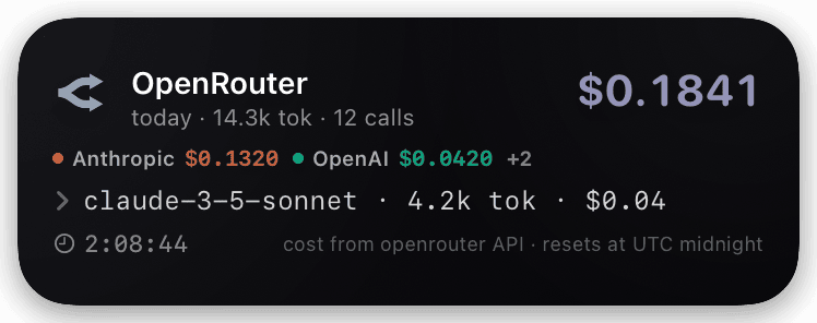 openrouter-spend (live-multi-provider-day) Live Activity preview