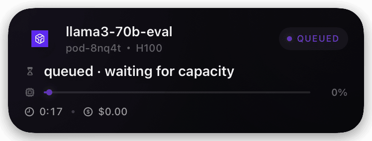 runpod (queued) Live Activity preview