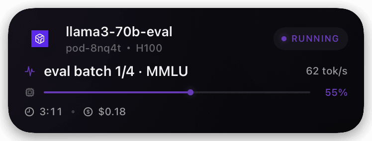 runpod (running) Live Activity preview