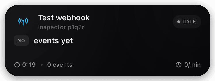 webhook-inspector (idle-awaiting-first-event) Live Activity preview